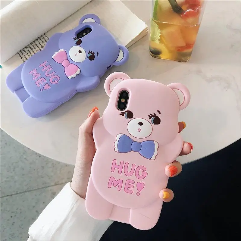 Чехлы для Xiaomi Mi 9 Redmi Note 8 Pro Двухцветный чехол с милым бантом и медведем мягкий из