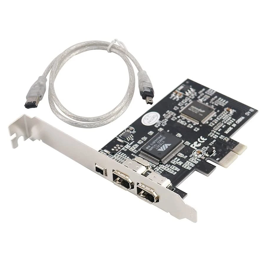 

PCIe 3 Ports 1394A Firewire Expansion Card PCI Express to IEEE 1394 Adapter Controller 2 x 6 Pin And 1 x 4 Pin For Desktop PC