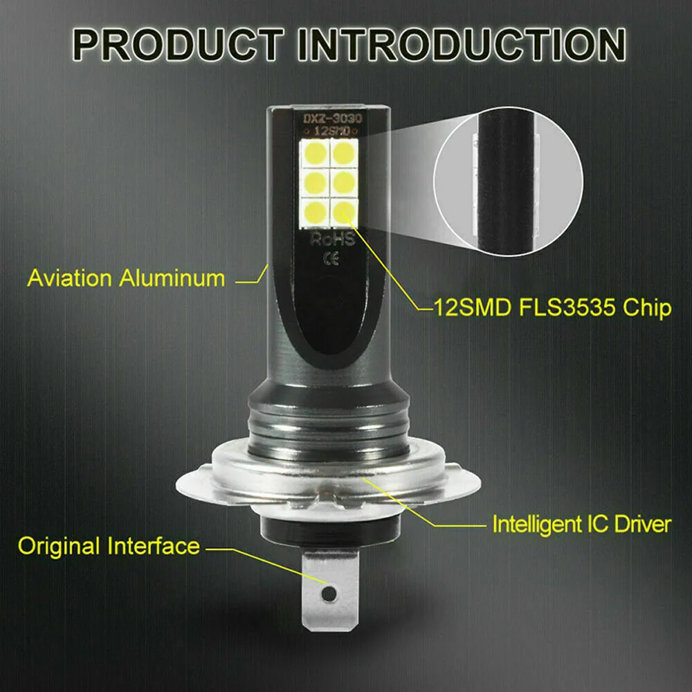 2pcs H7 Car Fog Light 3030 12 LED DC12V-24V 24W IP65 Waterproof LED Car Driving Headlight Bulbs Vehicle Replacement
2pcs H7 Car Fog Light 3030 12 LED DC12V-24V 24W IP65 Waterproof LED Car Driving Headlight Bulbs Vehicle Replacement