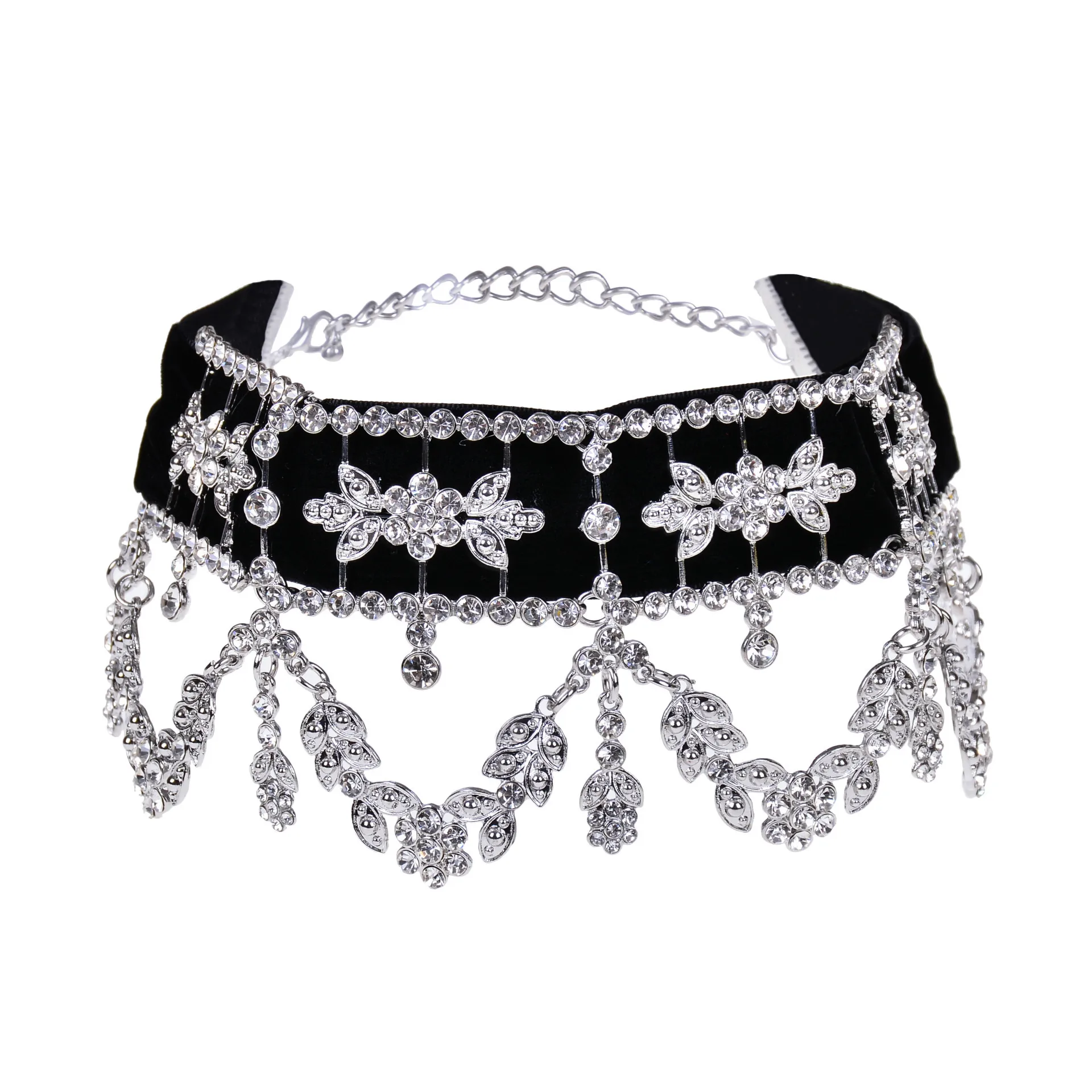 Fashion And Personality Wide Man-made Crystal Jacquard Velvet Necklace
Fashion And Personality Wide Man-made Crystal Jacquard Velvet Necklace