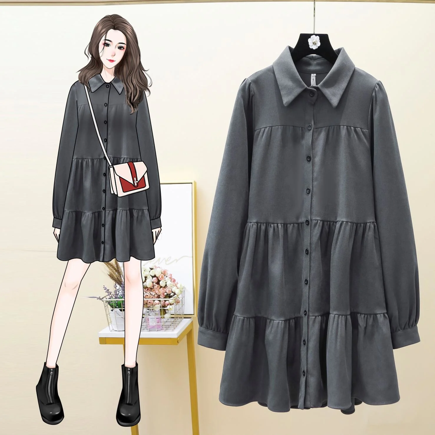Casual Plus Size Women Shirt Dress New Spring Fashion Loose Harajuku Pleated Dress Design Button Long Sleeve Cardigan Dress
Casual Plus Size Women Shirt Dress New Spring Fashion Loose Harajuku Pleated Dress Design Button Long Sleeve Cardigan Dress