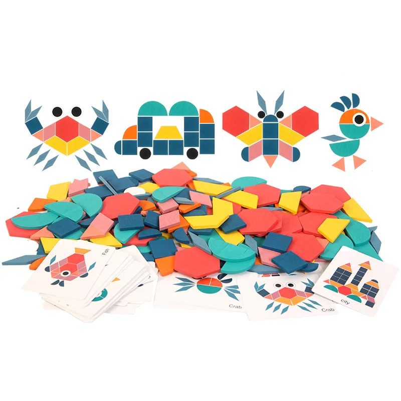 Детские деревянные 3D Пазлы геометрической формы Tangram пазлы для детей