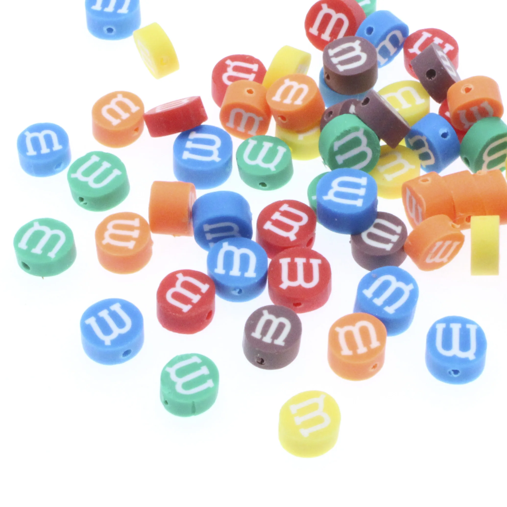 

30/50/100Pcs Round Multicolour Letter M Clay Spacer Beads Polymer Clay Beads For Jewelry Making DIY Handmade Accessories 10mm