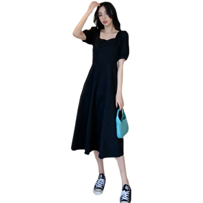Black Long Dress Summer New Korean Fashion Square Collar Puff Sleeve High Waist Slim Casual Style Elegant Dress
Black Long Dress Summer New Korean Fashion Square Collar Puff Sleeve High Waist Slim Casual Style Elegant Dress