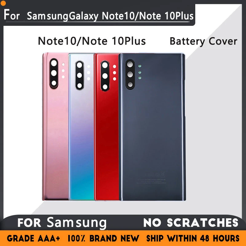 

Крышка батарейного отсека для Samsung Galaxy Note10 N970F Note 10 Plus N975F, Задняя стеклянная панель, задняя крышка корпуса, чехол для объектива камеры