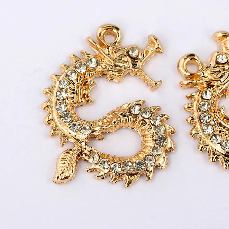 Gold Color Zinc Alloy Rhinestone Dragon Alloy Charms Pendant 10Pcs Metal Animal Pendants For DIY Handmade Necklace Accessories 
Gold Color Zinc Alloy Rhinestone Dragon Alloy Charms Pendant 10Pcs Metal Animal Pendants For DIY Handmade Necklace Accessories