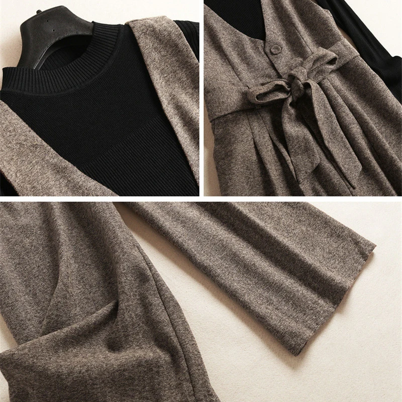 Women Outfits Long Sleeve Knit Top and Overall Trousers Matching Set High Quality Designer Autumn Winter Pants 2 Piece Set
Women Outfits Long Sleeve Knit Top and Overall Trousers Matching Set High Quality Designer Autumn Winter Pants 2 Piece Set
