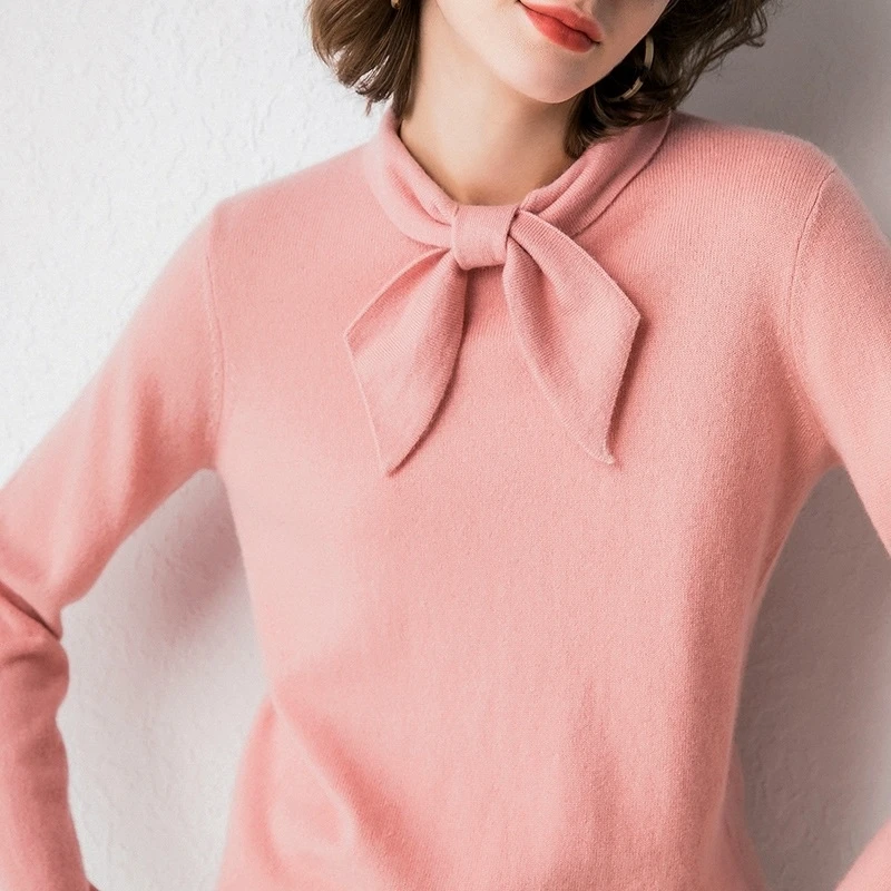 New Bow-knot Autumn Collar Cashmere Sweater Women Pullover Long Sleeve Soft Fit Female Pullovers Women Sweaters Knitted
New Bow-knot Autumn Collar Cashmere Sweater Women Pullover Long Sleeve Soft Fit Female Pullovers Women Sweaters Knitted