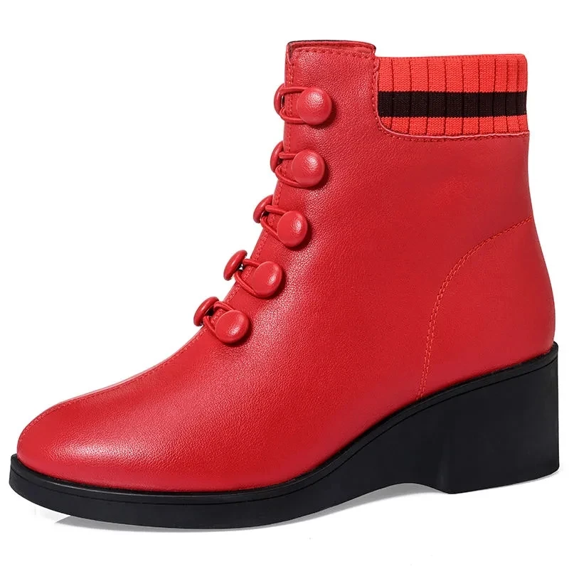 Buttons Deco Red Wedge Boots For Women Winter Fur Lined Leather Shoes Female Black Ankle Boots Ladies Booties Woman Comfort Boot
Buttons Deco Red Wedge Boots For Women Winter Fur Lined Leather Shoes Female Black Ankle Boots Ladies Booties Woman Comfort Boot