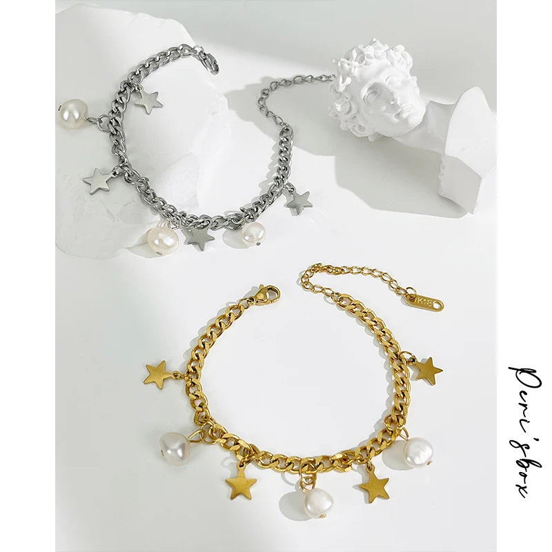 Peri'sbox Exquisite Star Freshwater Pearl Charm Bracelets For Women Trendy Stainless Steel Chunky Chain Bangle Elegant Jewelry
Peri'sbox Exquisite Star Freshwater Pearl Charm Bracelets For Women Trendy Stainless Steel Chunky Chain Bangle Elegant Jewelry
