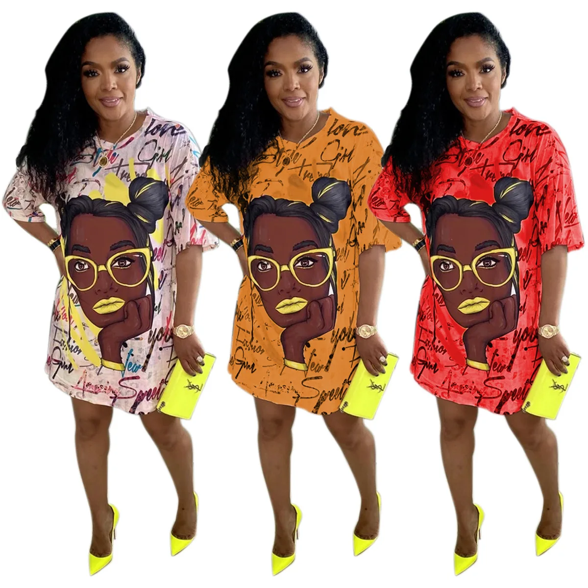 New 2021 Women Graffi African Girl Print O-neck Short Sleeve Slim Dress for Fashion Classic Summer Dresses
New 2021 Women Graffi African Girl Print O-neck Short Sleeve Slim Dress for Fashion Classic Summer Dresses
