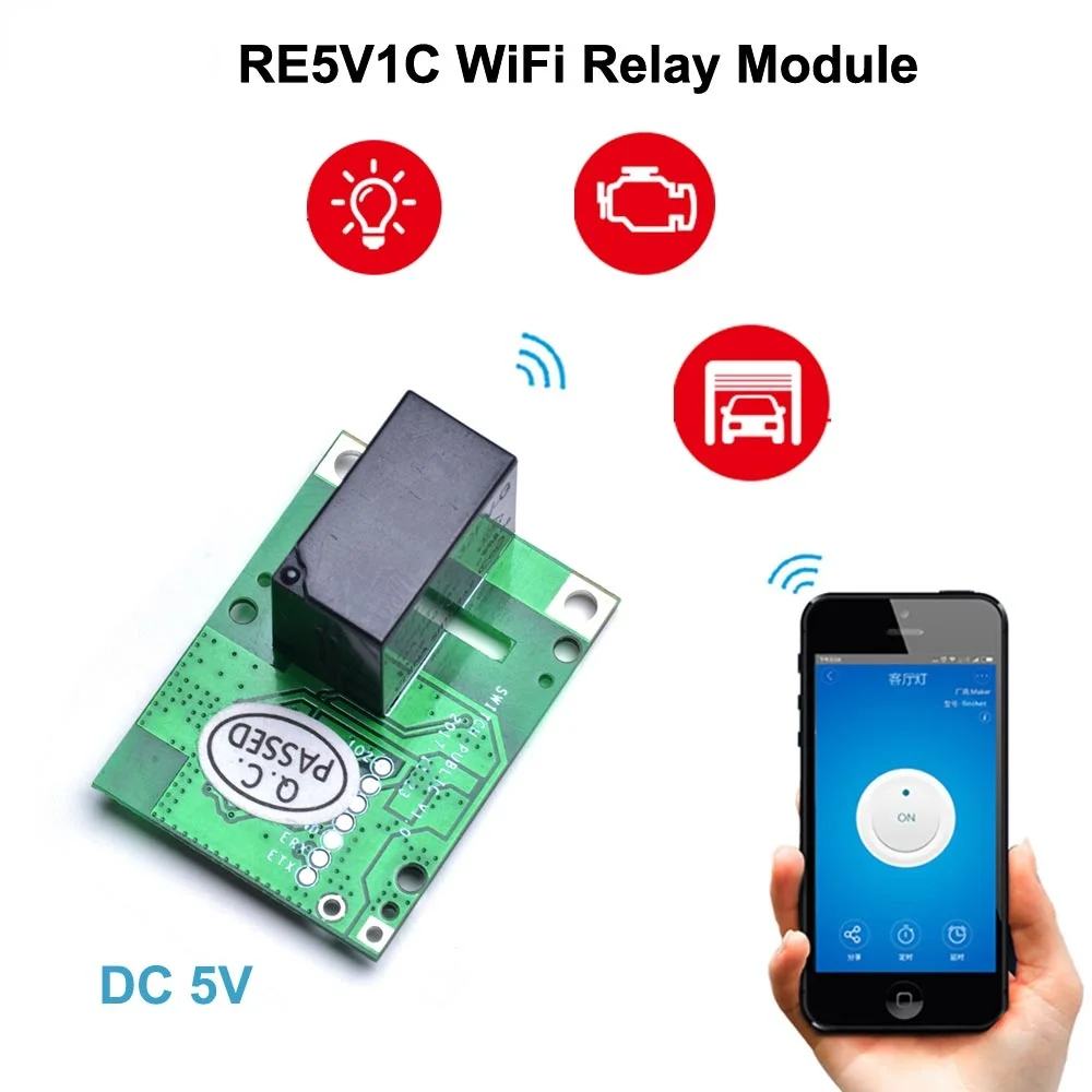 RE5V1C Relay Module 5V WiFi DIY Switch Dry Contact Output Inching/Selflock Working Modes APP/Voice/LAN Control Smart Home
RE5V1C Relay Module 5V WiFi DIY Switch Dry Contact Output Inching/Selflock Working Modes APP/Voice/LAN Control Smart Home