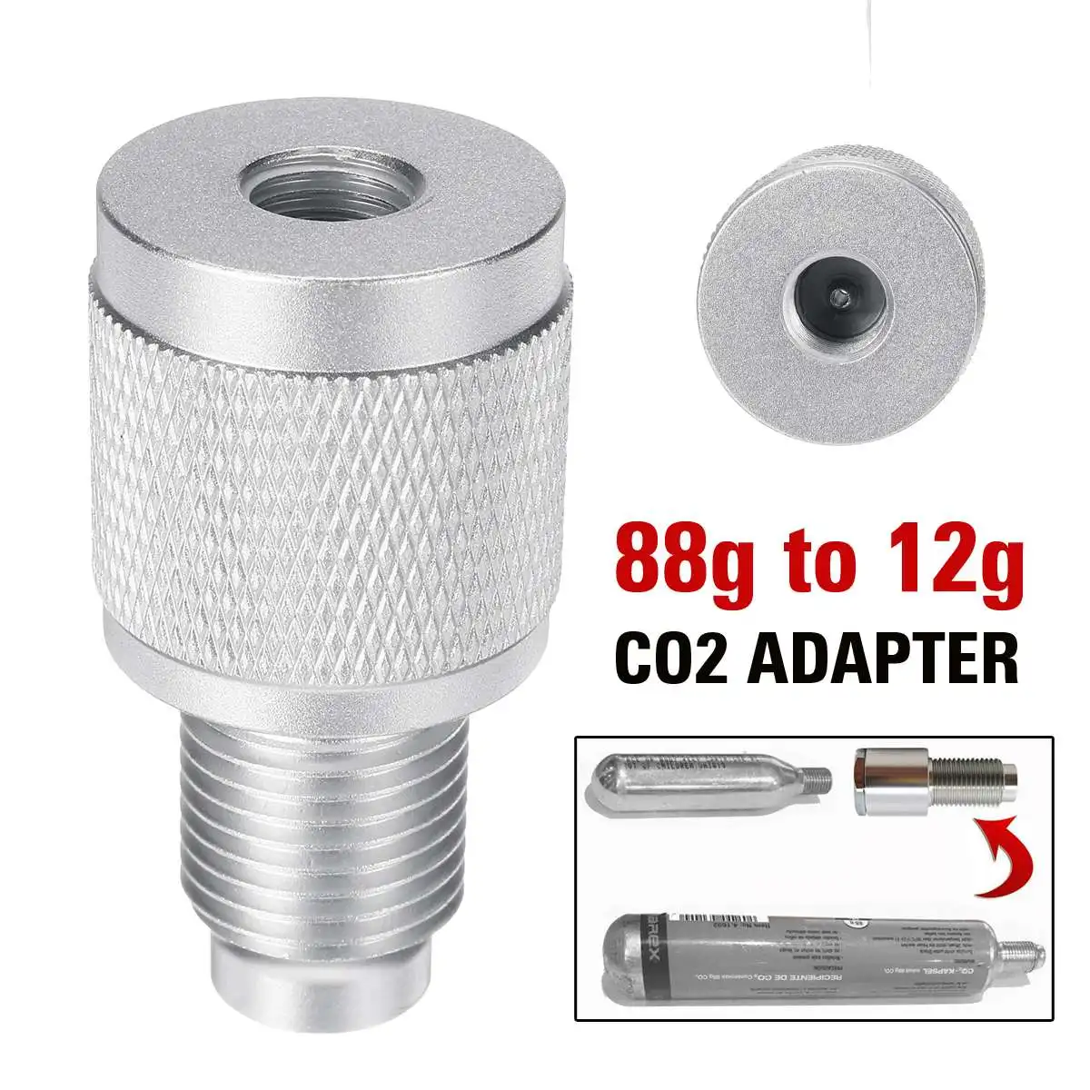 88g to 12g CO2 Threaded Capsule Cartridge Converter Adapter Fit for Air Rifle Paintball Accessories
88g to 12g CO2 Threaded Capsule Cartridge Converter Adapter Fit for Air Rifle Paintball Accessories