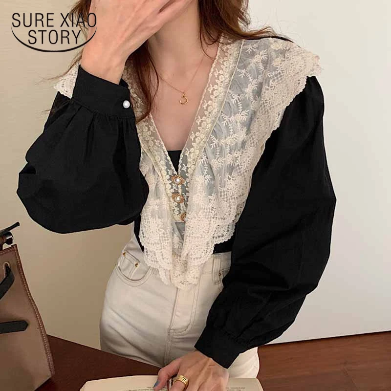 New Korean Fashion Loose Lace Blouse Lantern Sleeve Blouse Women with Lace Vintage Shirt V Neck Women Tops Chemise Femme 16962
New Korean Fashion Loose Lace Blouse Lantern Sleeve Blouse Women with Lace Vintage Shirt V Neck Women Tops Chemise Femme 16962