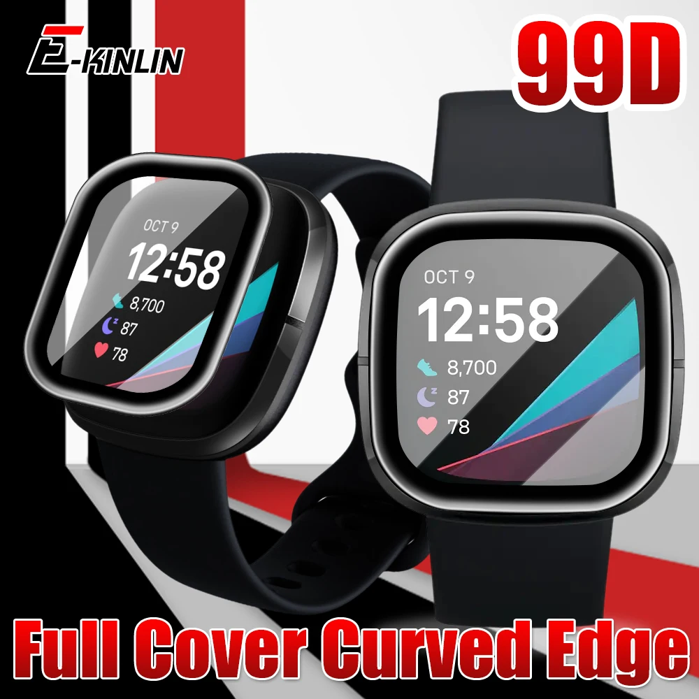 Изогнутое полное покрытие краев Защита экрана для Fitbit Sense 99D мягкая защитная