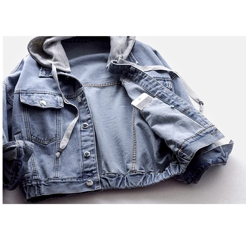 Fashion Spring Autumn Women Denim Jacket Loose Bat sleeve Bf hooded Coat Single-breasted Ladies Jeans Jacket Casual Clothing
Fashion Spring Autumn Women Denim Jacket Loose Bat sleeve Bf hooded Coat Single-breasted Ladies Jeans Jacket Casual Clothing