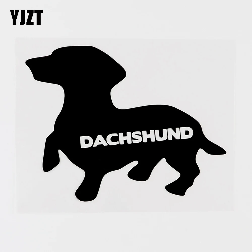 YJZT 13.5CMX10.3CM Interesting Dachshund Vinyl Animal Car Sticker Decal Black/Silver 8C-0221 | Автомобили и мотоциклы