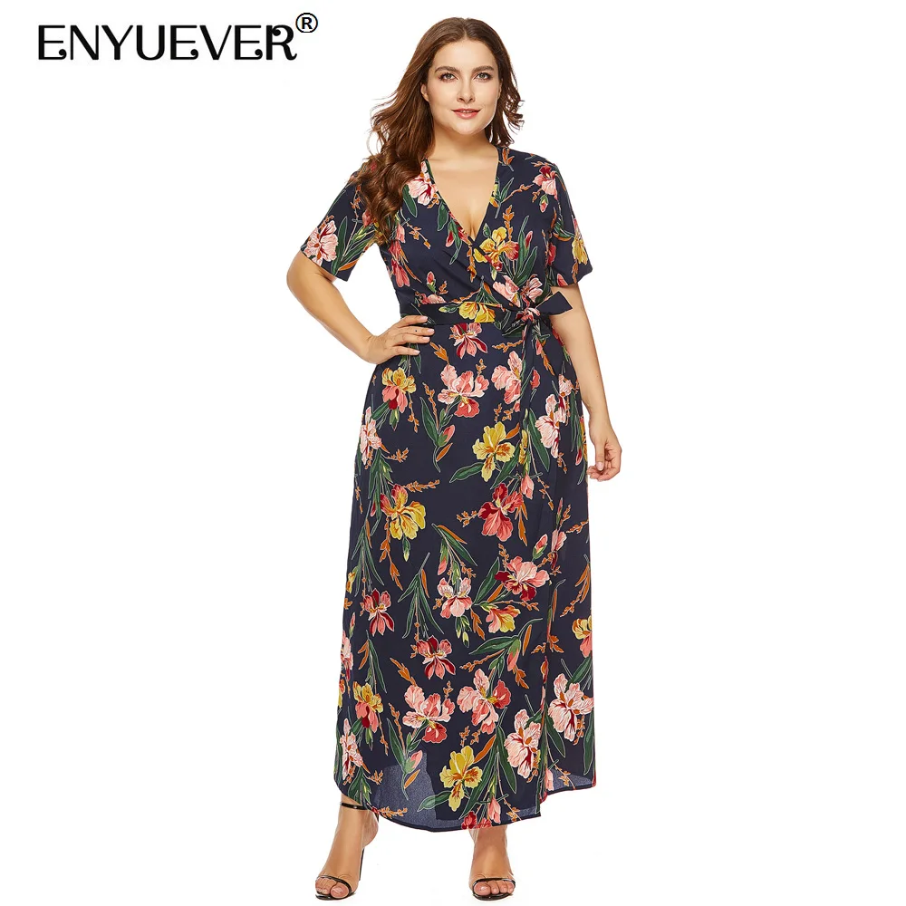 Enyuever Floral Print Plus Size Long Summer Dresses Women Clothing Short Sleeve V Neck Bohemian Party Maxi Boho Dress Streetwear
Enyuever Floral Print Plus Size Long Summer Dresses Women Clothing Short Sleeve V Neck Bohemian Party Maxi Boho Dress Streetwear
