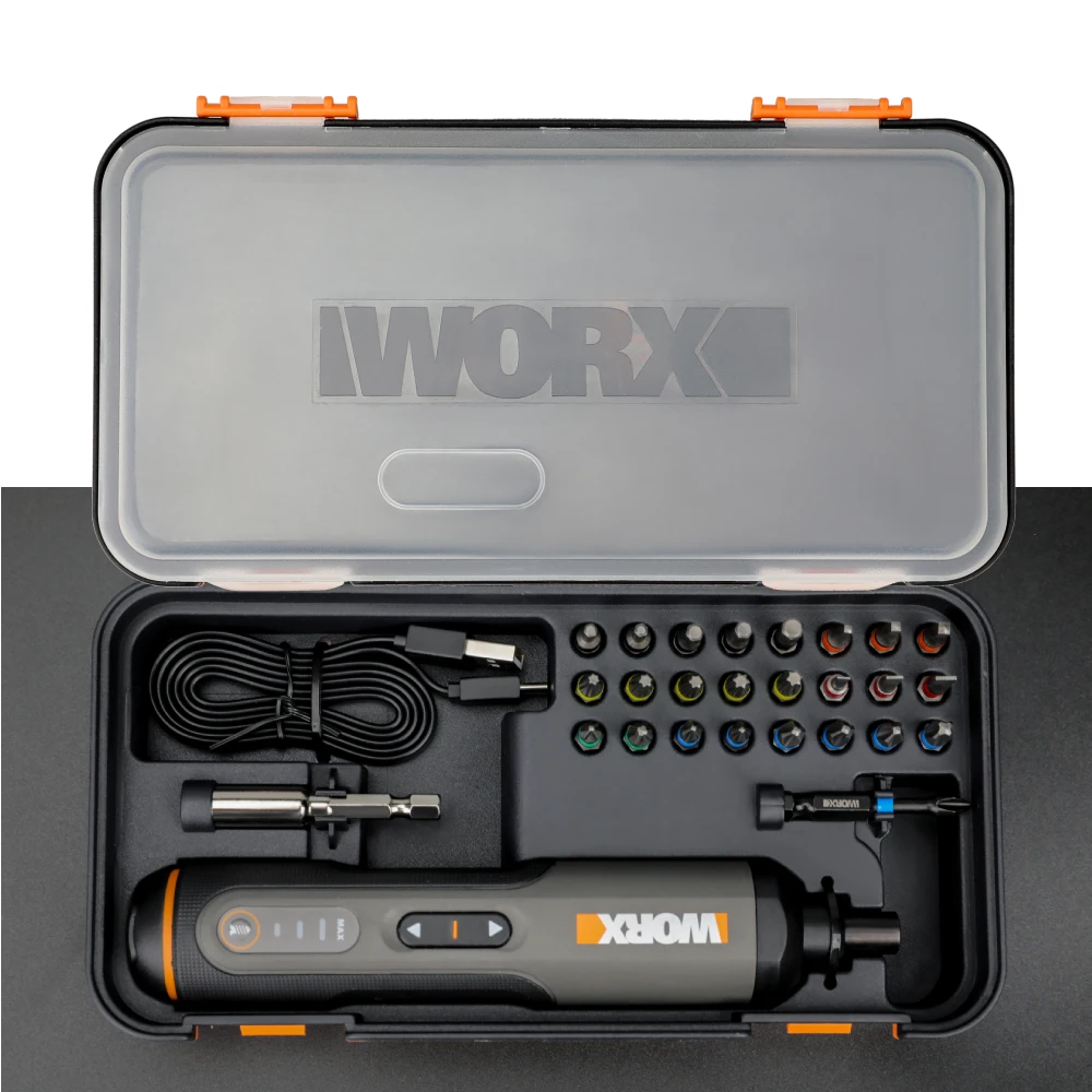 Worx 4V Mini Electrical Screwdriver Set WX240 Smart Cordless Electric Screwdrivers USB Rechargeable Handle with 26 Bit Drill |