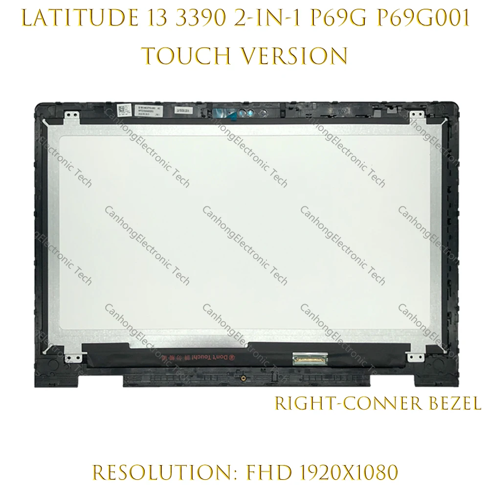 

13.3" FHD 1920*1080 for Dell Latitude 3390 2-in-1 P69G P69G001 Laptop LCD Touch Digitizer Replacement Assembly Screen Display