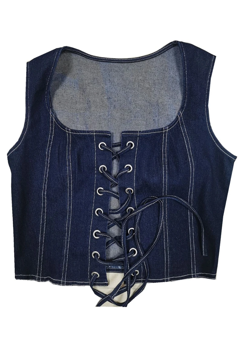 Adogirl 2021 Summer Women Jeans Vest Grommet Lace Up U Neck Sleeveless Fashion Denim Crop Top Female Tank Streetwear Drop Ship
Adogirl 2021 Summer Women Jeans Vest Grommet Lace Up U Neck Sleeveless Fashion Denim Crop Top Female Tank Streetwear Drop Ship