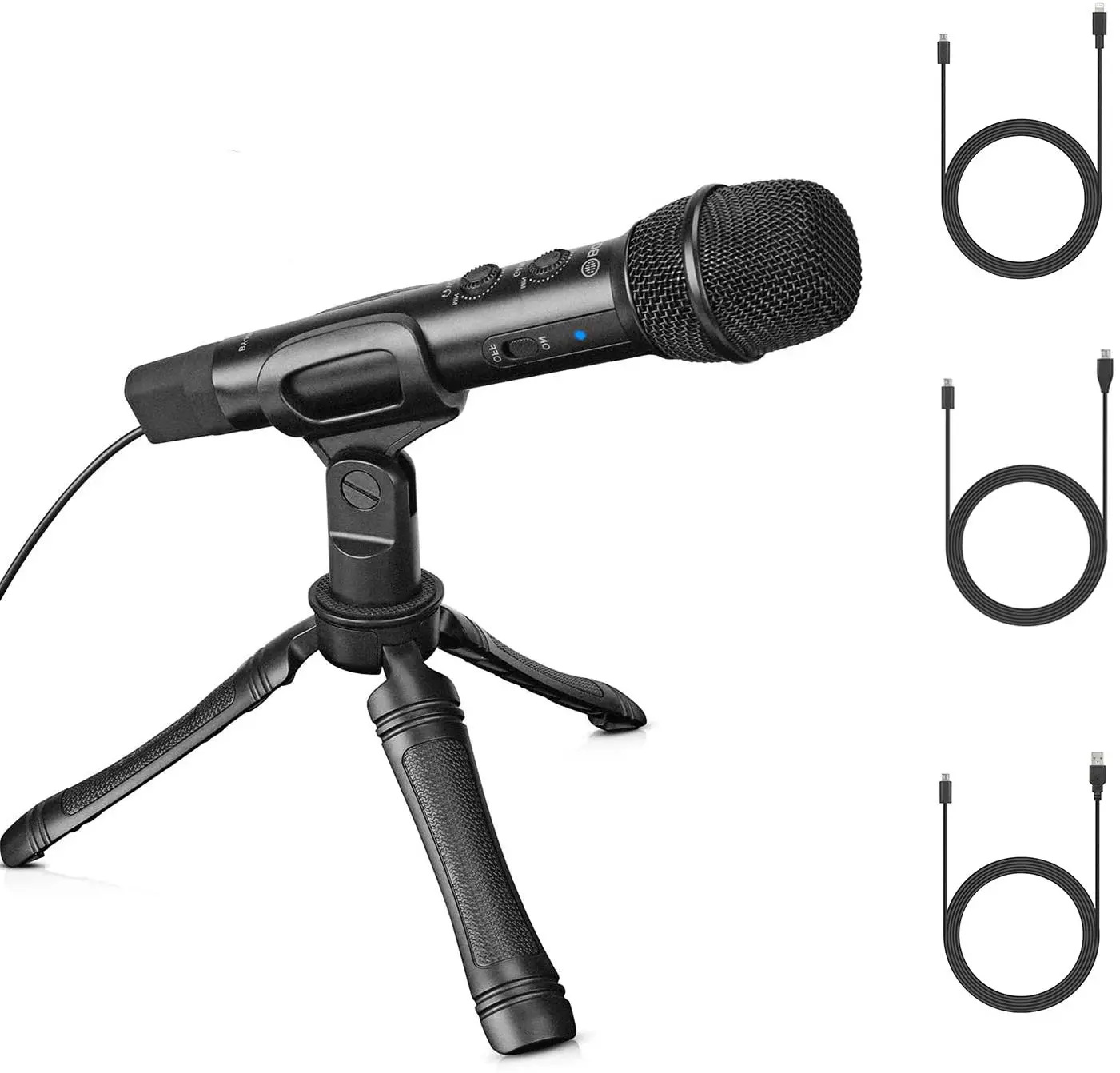 

BOYA by-HM2 Универсальный цифровой Кардиоидная ручной микрофон с мини-штатив совместим с iOS Тип-c Mac видео на YouTube