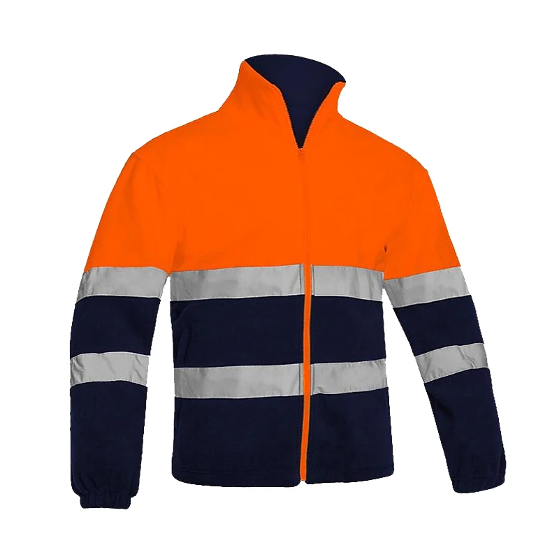 Мужская Двухцветная оранжевая темно-синяя флисовая куртка Hi Vis защитная Рабочая