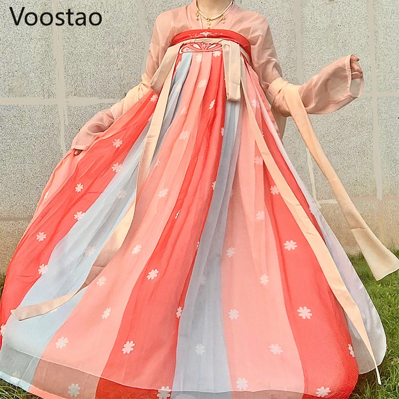 Chinese Style Vintage Sweet Fairy Hanfu Dress Tang Dynasty Ancient Traditional Floral Print Princess Costume Female Party Dress
Chinese Style Vintage Sweet Fairy Hanfu Dress Tang Dynasty Ancient Traditional Floral Print Princess Costume Female Party Dress