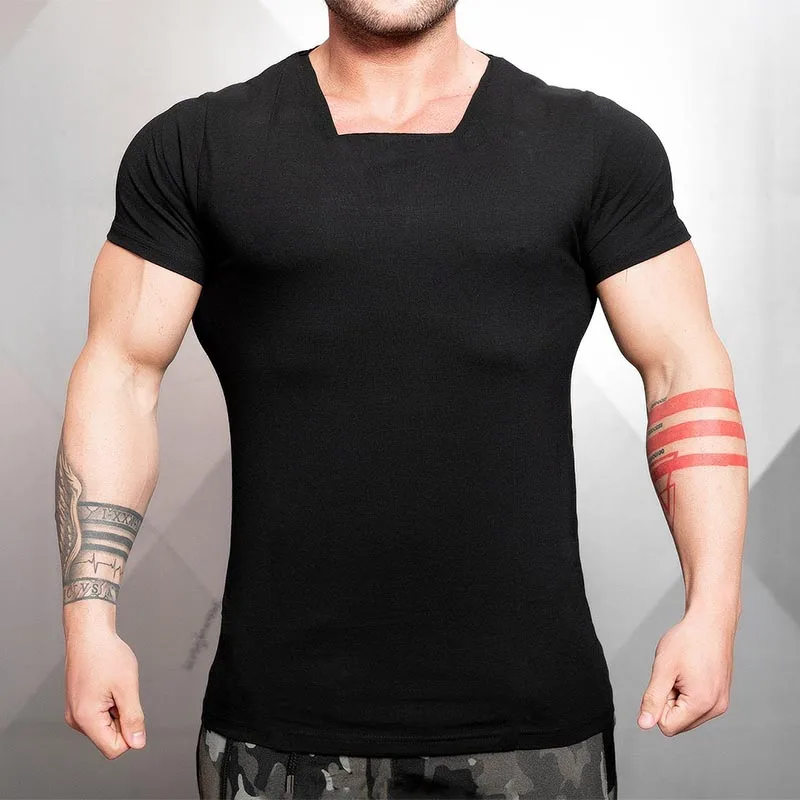New Summer Mens Cotton Pure Color Square Collar Short Sleeve T-shirt Bodybuilding Tshirt Gym Clothing Fitness Slim Fit Tee Shirt
New Summer Mens Cotton Pure Color Square Collar Short Sleeve T-shirt Bodybuilding Tshirt Gym Clothing Fitness Slim Fit Tee Shirt