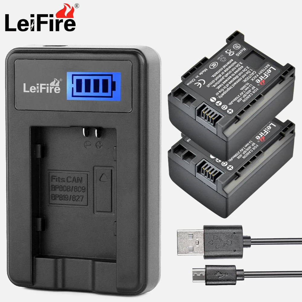 Аккумулятор для фотоаппарата 2 шт. BP 808 BP808 BP809 + зарядное устройство USB ЖК дисплея