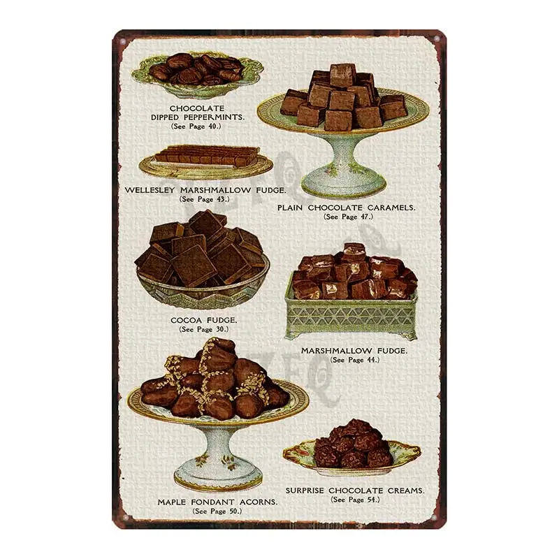 【Yzfq】 винтажный постер с едой шоколадный металлический Значки в стиле ретро