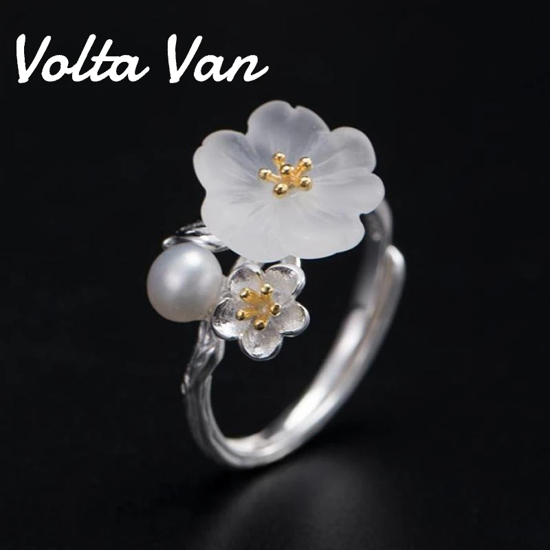 

Volta Van Rings Crystal Freshwater Pearls 925 Sterling Silver 2022 New Fine Jewelry Flower Elegant Design Trendy Concise Rings