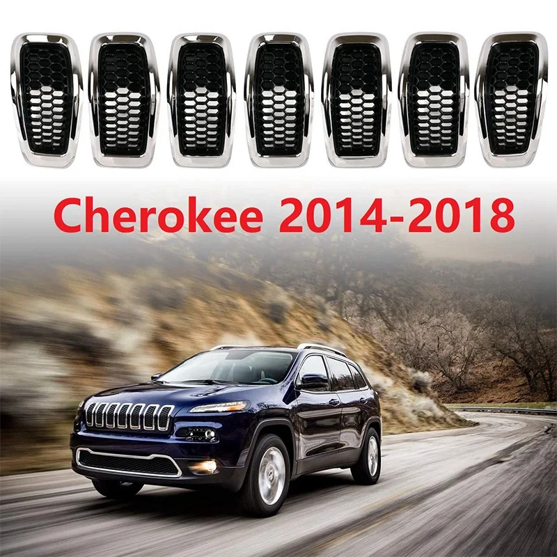 Pack of 7 Chrome Ring Black Mesh Honeycomb Front Grill Inserts Chrome Grille Rings Trim for Jeep Cherokee 2014-2018
Pack of 7 Chrome Ring Black Mesh Honeycomb Front Grill Inserts Chrome Grille Rings Trim for Jeep Cherokee 2014-2018