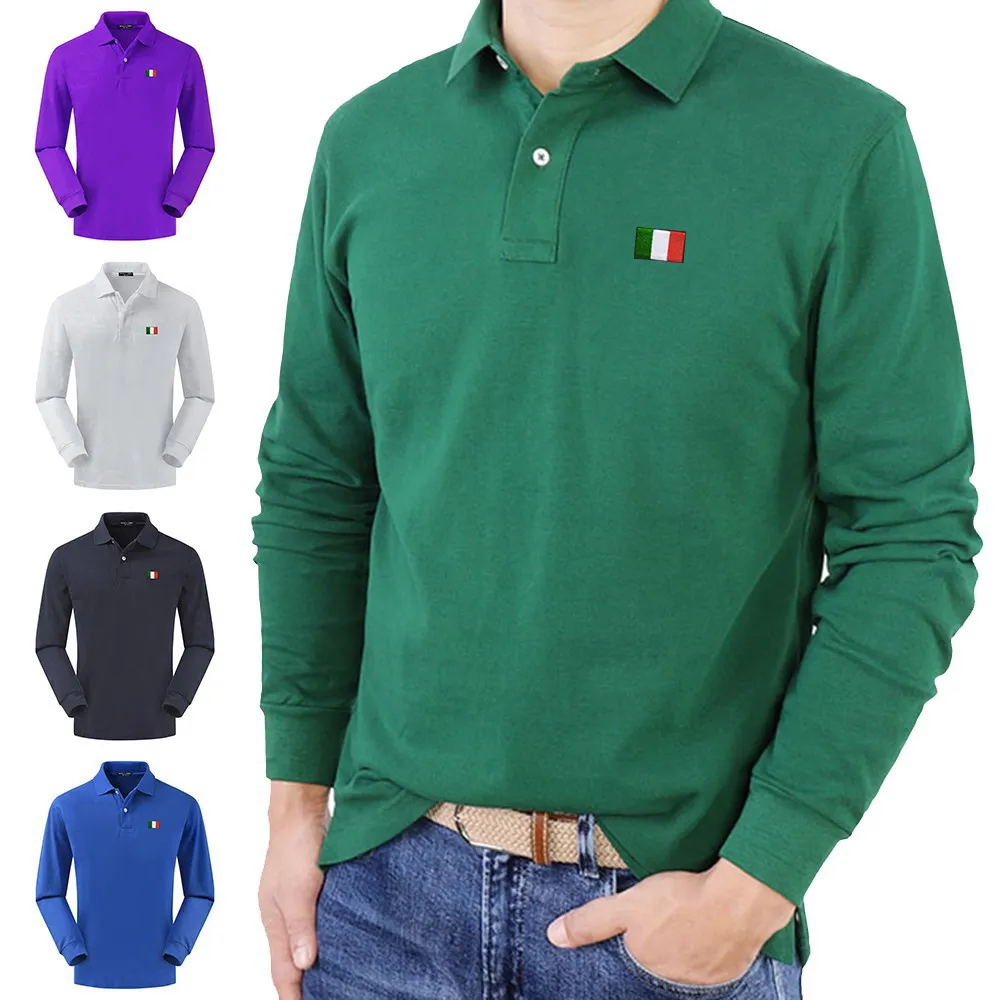 Мужская рубашка-поло с длинным рукавом, из натурального хлопка
Мужская рубашка-поло с длинным рукавом, из натурального хлопка