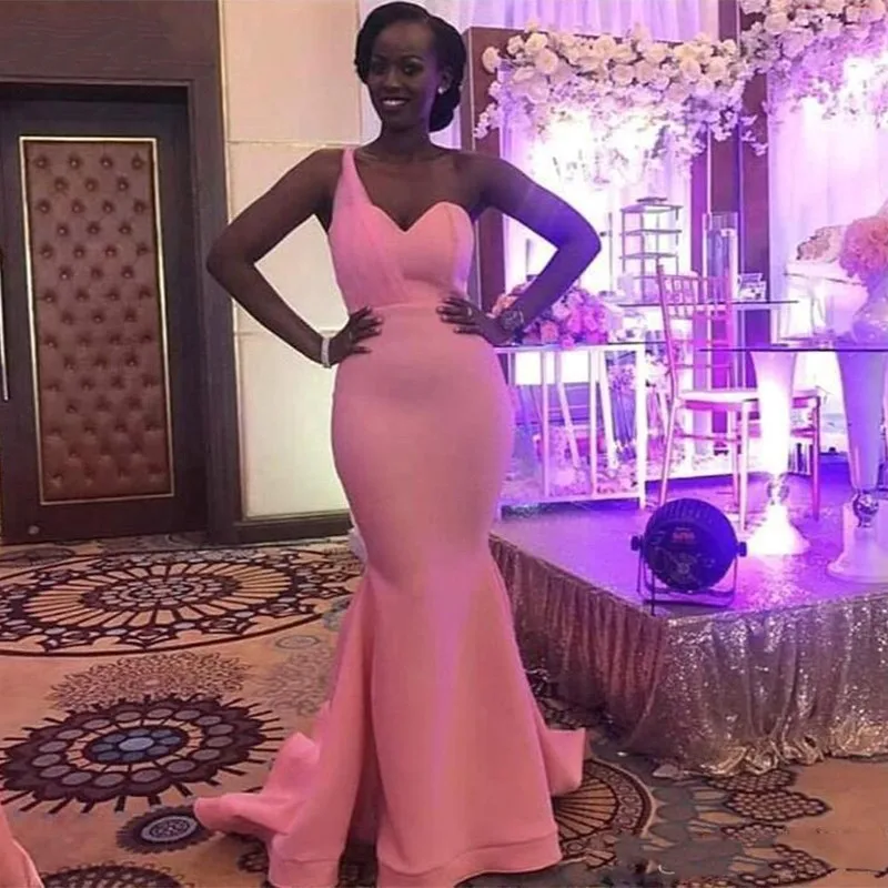 Vestidos de fiesta Black Girl Pink One Shoulder Mermaid Prom Dresses Party Evening Gowns Sweep Train South African Long Dress
Vestidos de fiesta Black Girl Pink One Shoulder Mermaid Prom Dresses Party Evening Gowns Sweep Train South African Long Dress