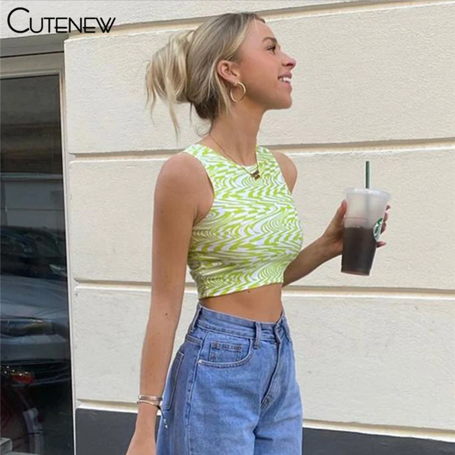 Cutenew Fashion Stripe Printing Round Neck Women Tank Top 2021 Summer Casual Slim Streetwear All-Match Base Female Crop Top Vest
Cutenew Fashion Stripe Printing Round Neck Women Tank Top 2021 Summer Casual Slim Streetwear All-Match Base Female Crop Top Vest