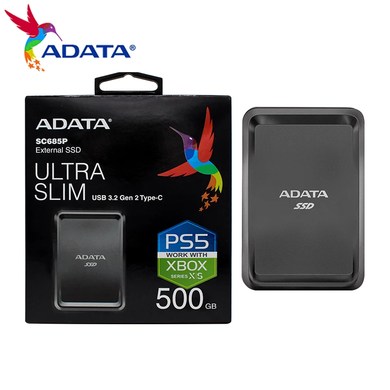 

ADATA Ultra Slim внешний SSD 250 ГБ 500 Гб ТБ SC685P USB 3,2 Gen 2 Type C мобильный твердотельный накопитель, жесткий диск для PS5/компьютера