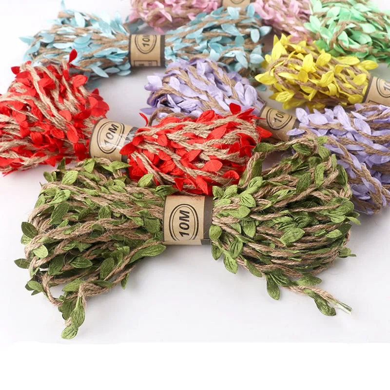 

6mm DIY Leaf Rattan Twine To Decorate Bouquet Of Flowers Green Leaves Hand-Made Colorful Rope Tied With Wrapping Cord