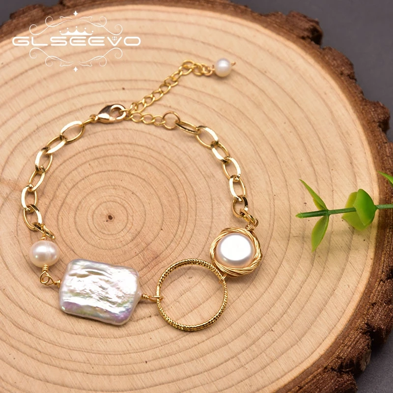 GLSEEVO Pure Natural Freshwater Pearl Metal Geometric Baroque Bracelet Girl Party Gift Bracelet Handmade Luxury Jewelry GB0973
GLSEEVO Pure Natural Freshwater Pearl Metal Geometric Baroque Bracelet Girl Party Gift Bracelet Handmade Luxury Jewelry GB0973