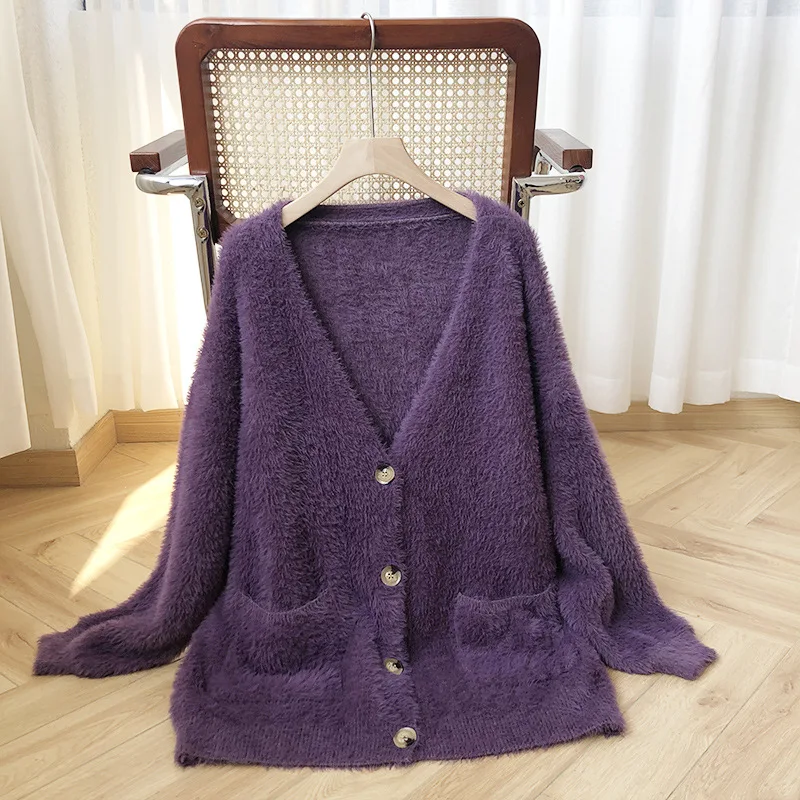 2020 winter new solid color imitation mink cardigan women Korean version loose mid-length sweet and elegant women's sweater coat
2020 winter new solid color imitation mink cardigan women Korean version loose mid-length sweet and elegant women's sweater coat