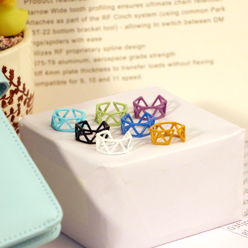 Personality Fashion Lady Irregular Opening Color Hollow Triangle Candy Ring Geometric Hand Painting Party Ring Jewelry
Personality Fashion Lady Irregular Opening Color Hollow Triangle Candy Ring Geometric Hand Painting Party Ring Jewelry