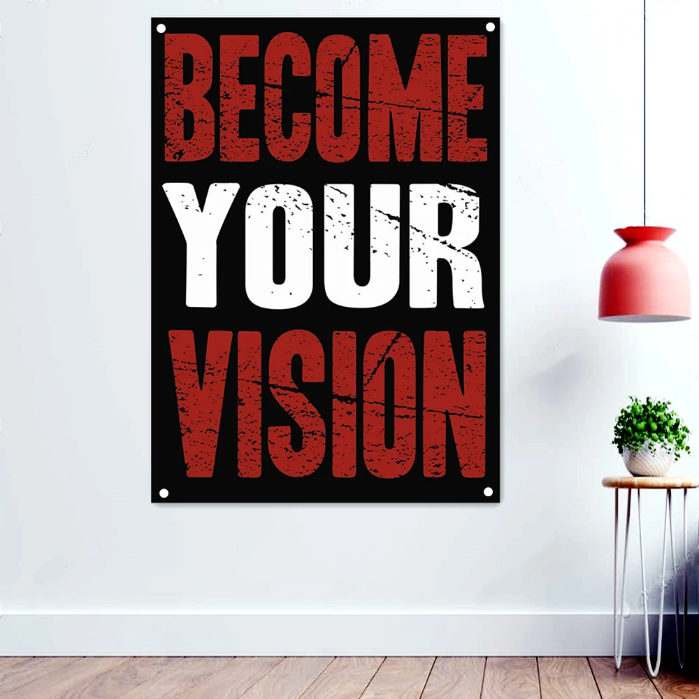 

"BECOME YOUR VISION" Inspiring Workout Success Inspirational Poster Wallpaper Banners Flag Hanging Paintings Home Decoration