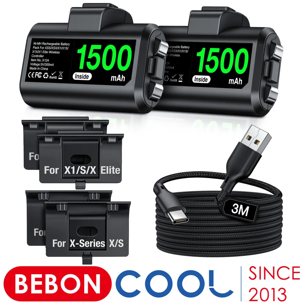 New 2X1500mAh Rechargeable Battery For Xbox Series X|S/Xbox One X/S + For Xbox One Controller Charger Kit With Type-C Cable 4
New 2X1500mAh Rechargeable Battery For Xbox Series X|S/Xbox One X/S + For Xbox One Controller Charger Kit With Type-C Cable 4