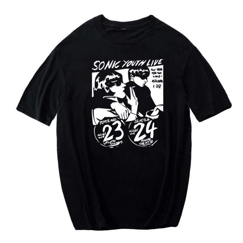 Мужские футболки sonic youth панк рок группа Повседневная футболка большого размера