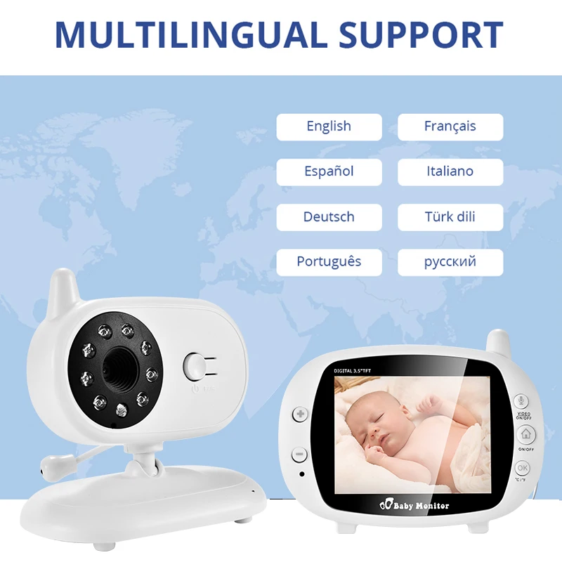 3.5 inch Video Wireless Baby Monitor VOX Security Camera Nanny IR Night Vision Voice Call Babyphone With Temperature Monitoring
3.5 inch Video Wireless Baby Monitor VOX Security Camera Nanny IR Night Vision Voice Call Babyphone With Temperature Monitoring