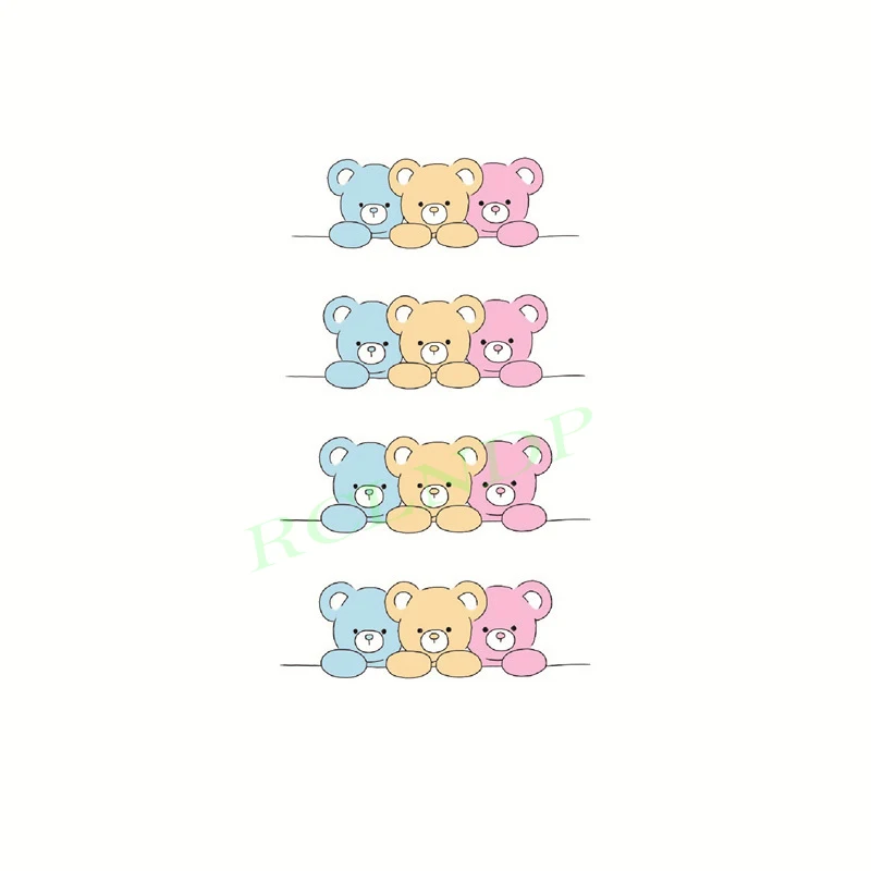 Waterproof Temporary Tattoo Sticker Cute Colorful Cartoon Bear Flash Tatoo Fake Tatto Body Art for Woman Men | Красота и здоровье
