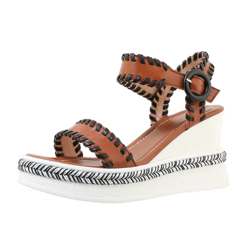 ESVEVA 2021 Wedge High Heel Sandals Genuine Leather Platform Women Shoes Fashion Ankle Strap Elegant Female Pumps Size 34-42 
ESVEVA 2021 Wedge High Heel Sandals Genuine Leather Platform Women Shoes Fashion Ankle Strap Elegant Female Pumps Size 34-42