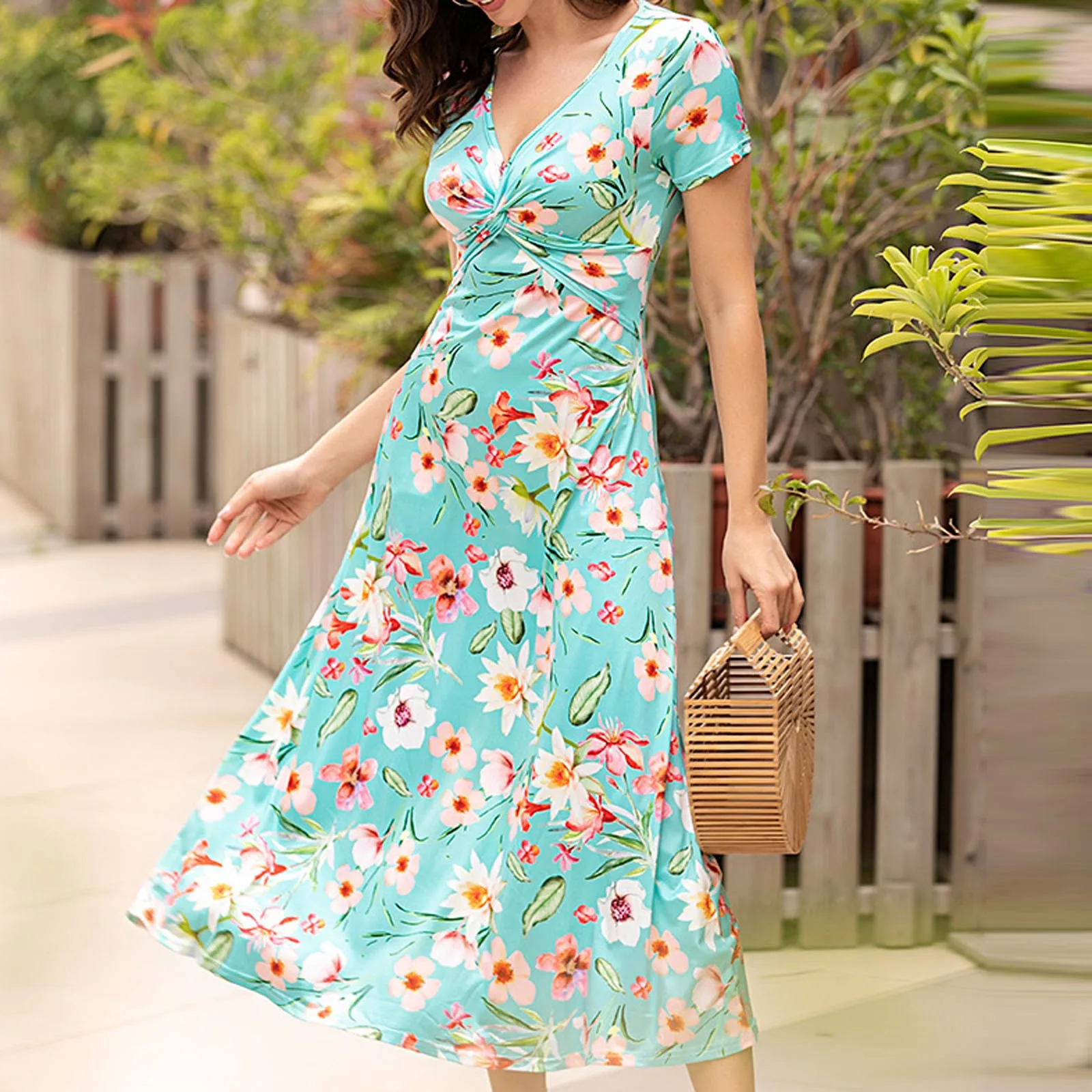 Summertime Fashion Women Printing One-Piece Dress Flower Lady'S Elegant Long Dress V-Neck Vestidos Leisure M*
Summertime Fashion Women Printing One-Piece Dress Flower Lady'S Elegant Long Dress V-Neck Vestidos Leisure M*