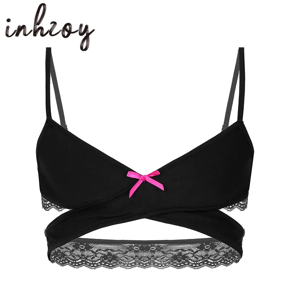 

Sissy Lingerie for Men Adjustable Spaghetti Straps Lace Cross Back Male Bra Crossdressing Gay Underwear Sexy Bralette Erotic Top