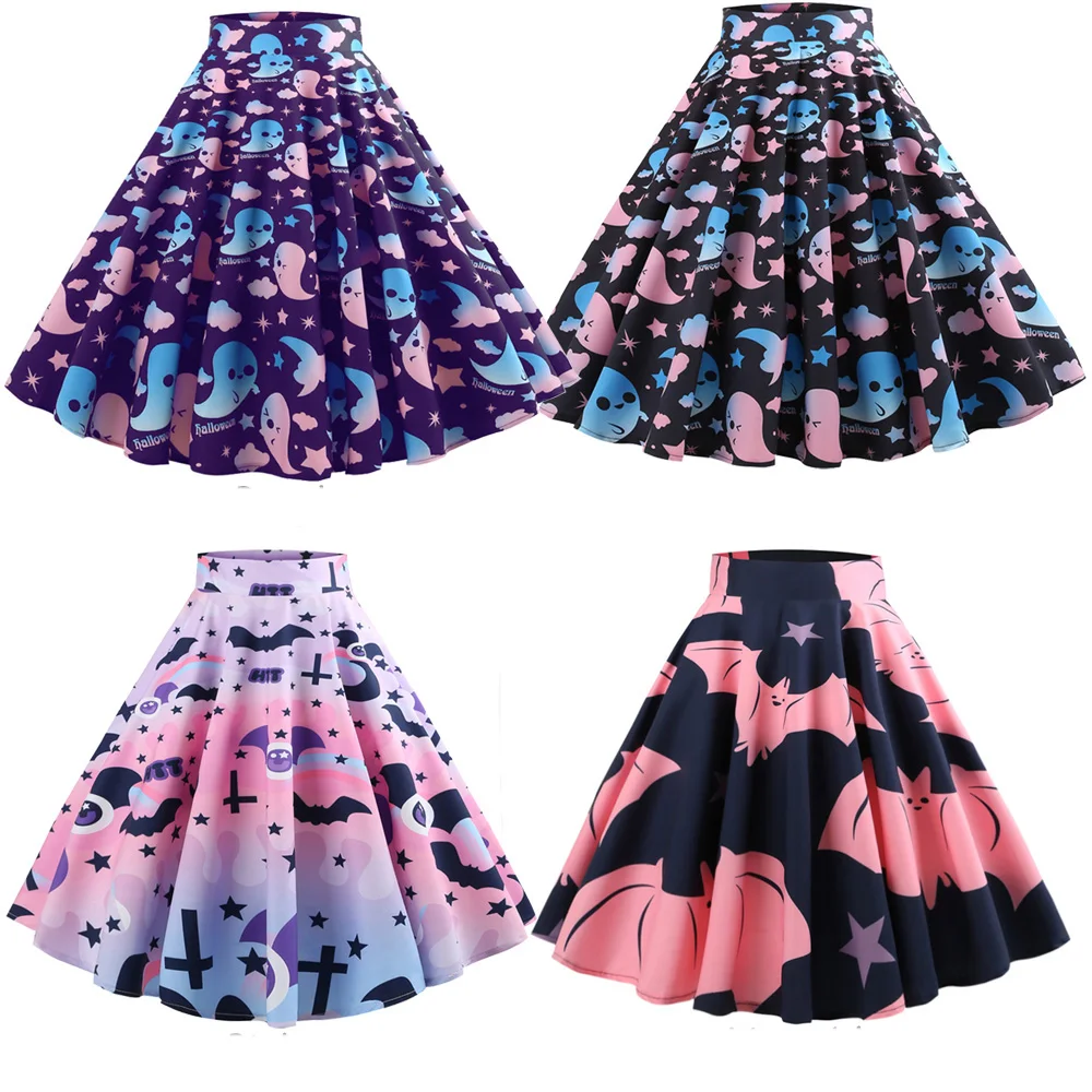 Ghost Bat Print Halloween Midi Skater Skirt Women High Waist Hepburn Vintage Skirts Casual Cotton A-Line Party women's Clothing
Ghost Bat Print Halloween Midi Skater Skirt Women High Waist Hepburn Vintage Skirts Casual Cotton A-Line Party women's Clothing